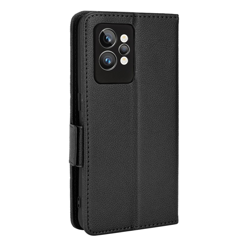 For Realme GT2 Pro Magnetic Flip Leather Case Wallet Stand Litchi Texture Shockproof Protective Cover Shell - Black-3