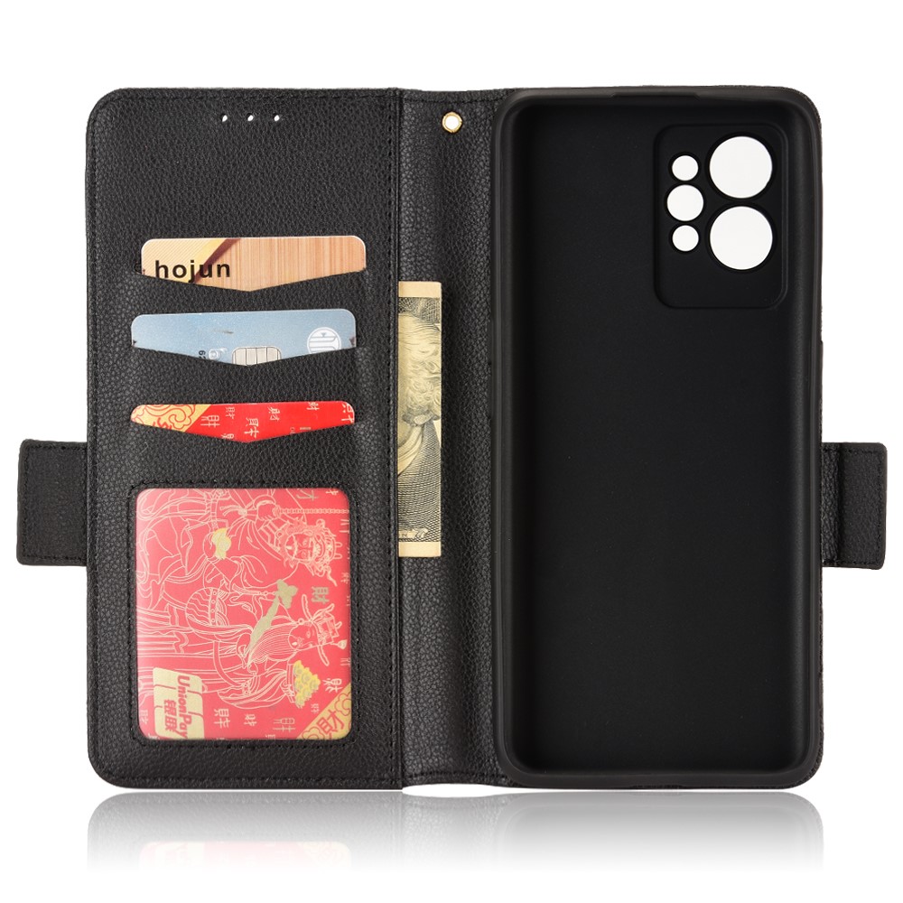 For Realme GT2 Pro Magnetic Flip Leather Case Wallet Stand Litchi Texture Shockproof Protective Cover Shell - Black-6