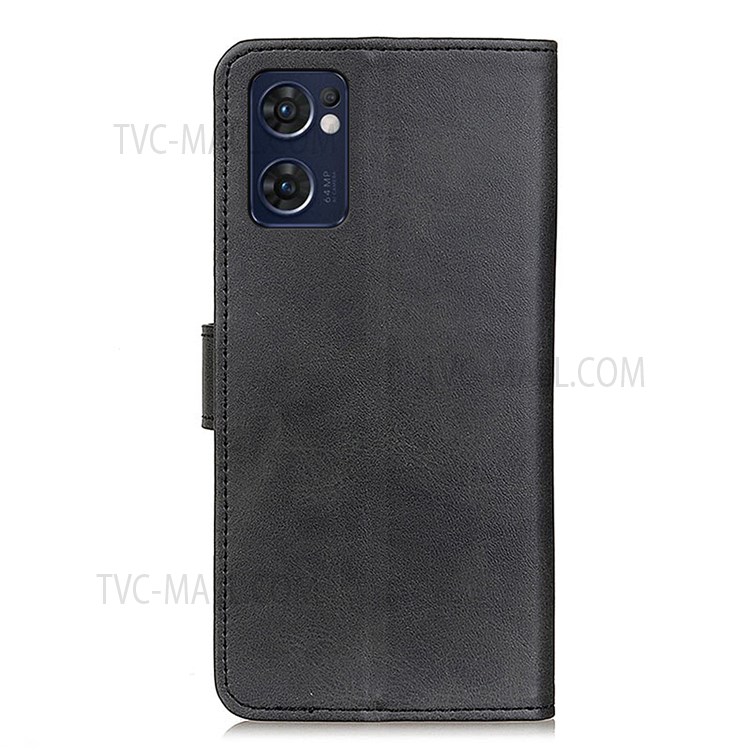 For Oppo Reno7 5G (Global) Shockproof Anti-scratch Textured Leather Cover Cell Phone Case Wallet with Foldable Stand - Black-3