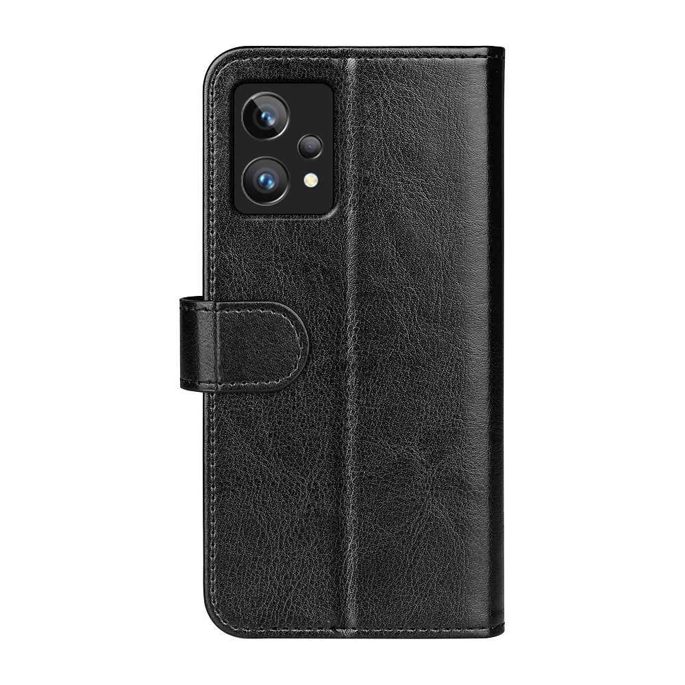 For Realme 9 Pro+ Viewing Stand Phone Cover Crazy Horse Texture Folio Flip Leather Wallet Phone Case - Black-5