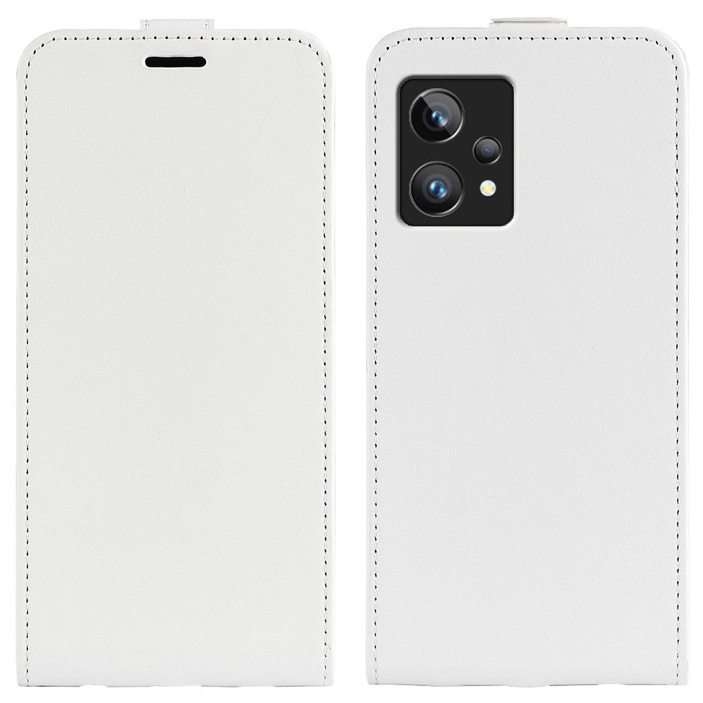 Vertical Flip PU Leather Phone Case for Realme 9 Pro+, Crazy Horse Texture Card Holder Protective Shell - White-1