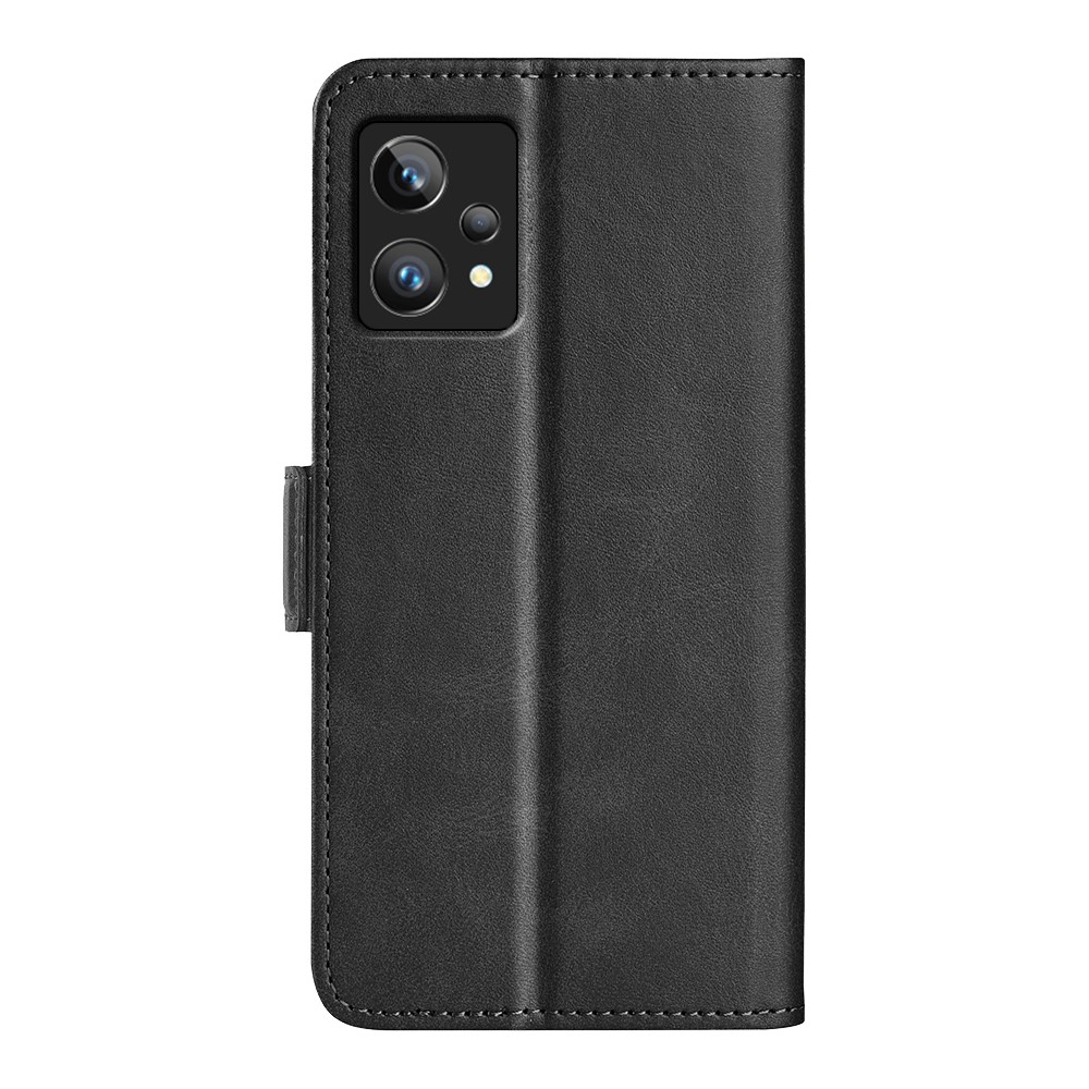 For Realme 9 Pro+ Textured PU Leather Anti-fall Phone Case Foldable Stand Wallet Function Phone Cover - Black-5