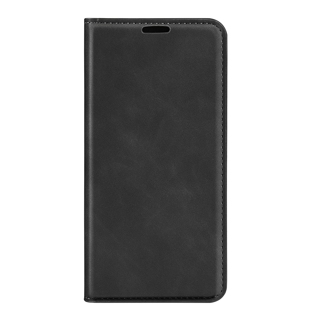 Silky-Touch Folio Flip Leather Cover for Realme C35, Phone Protective Case with Wallet Stand - Black-4