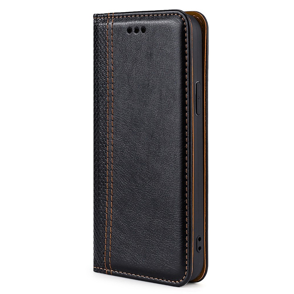 For vivo iQOO 9 Pro Plaid Pattern PU Leather Magnetic Auto-closing Phone Case Adjustable Stand Shockproof Card Slot Design Cover - Black-2