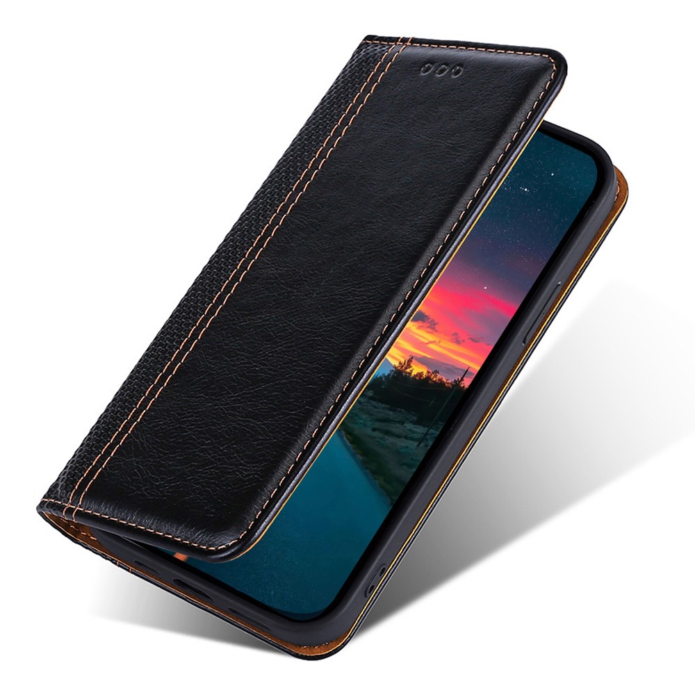 For vivo iQOO 9 Pro Plaid Pattern PU Leather Magnetic Auto-closing Phone Case Adjustable Stand Shockproof Card Slot Design Cover - Black-5