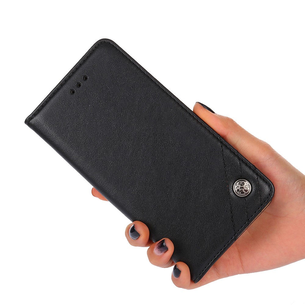 For Oppo A96 5G Triangle Stitching Line PU Leather Case Anti-scratch Adjustable Stand Wallet Mobile Phone Cover - Black-4