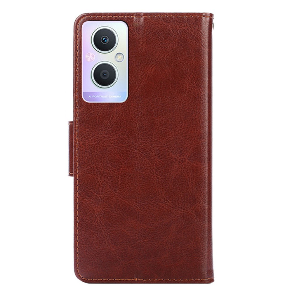 For Oppo A96 5G Magnetic Clasp Phone Case Wallet Stand PU Leather Protective Cover - Brown-3
