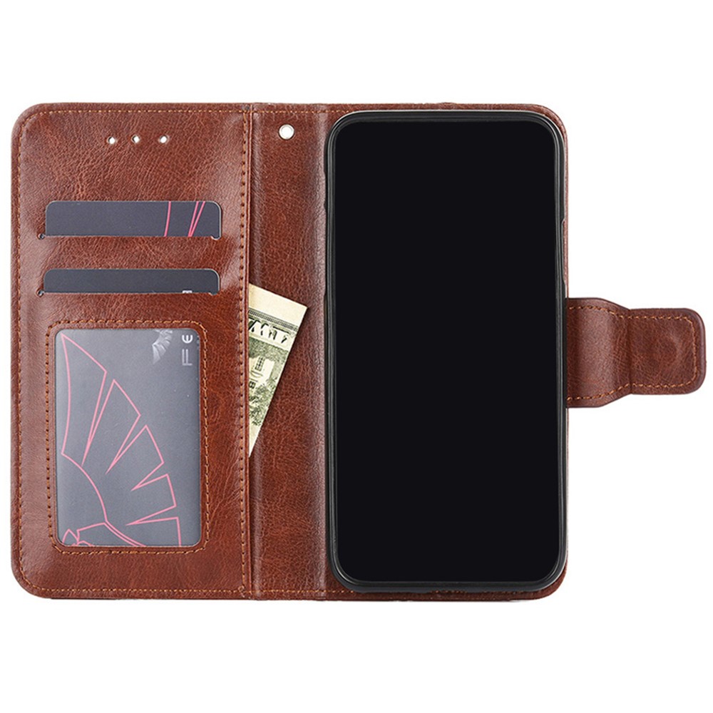 For Oppo A96 5G Magnetic Clasp Phone Case Wallet Stand PU Leather Protective Cover - Brown-5