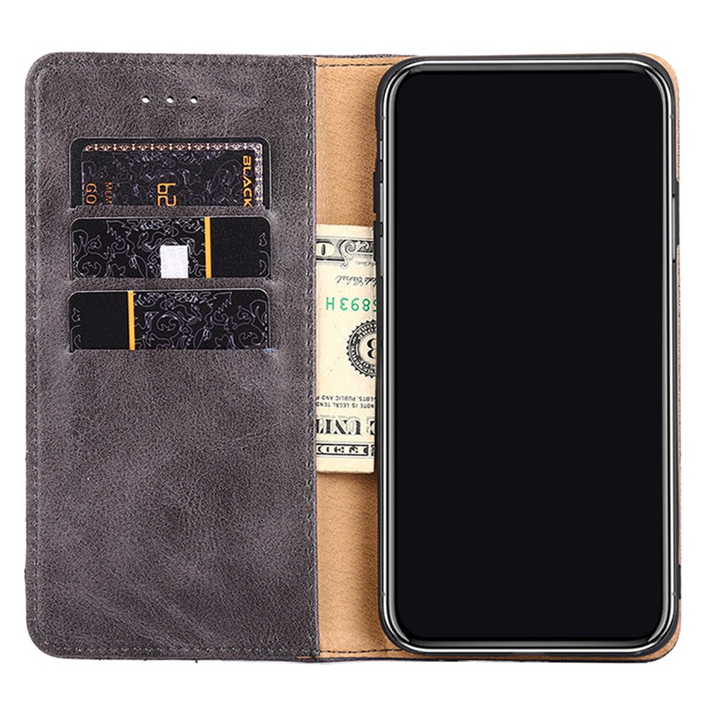 For Realme GT2 Pro Triangle Stitching Line PU Leather Case Anti-drop Stand Flip Wallet Mobile Phone Cover - Grey-6