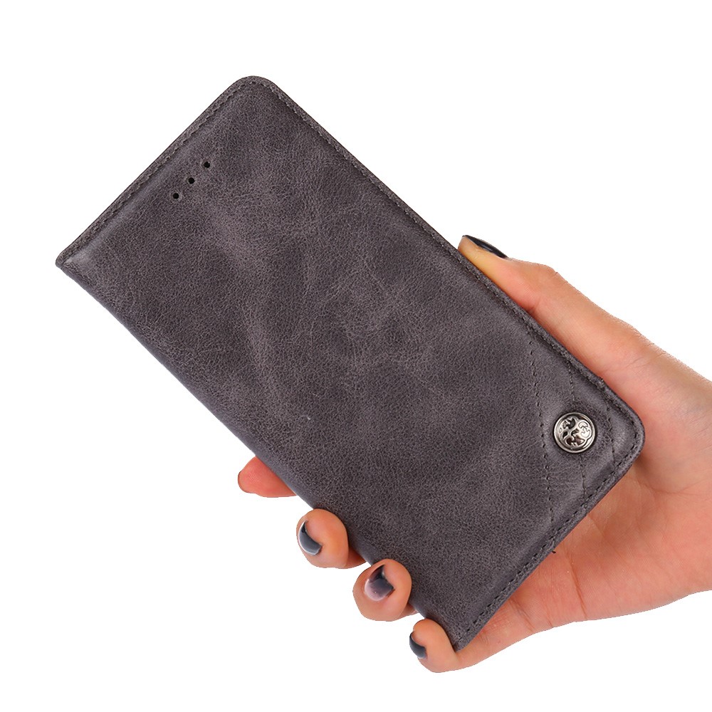 For Realme GT2 Pro Triangle Stitching Line PU Leather Case Anti-drop Stand Flip Wallet Mobile Phone Cover - Grey-7