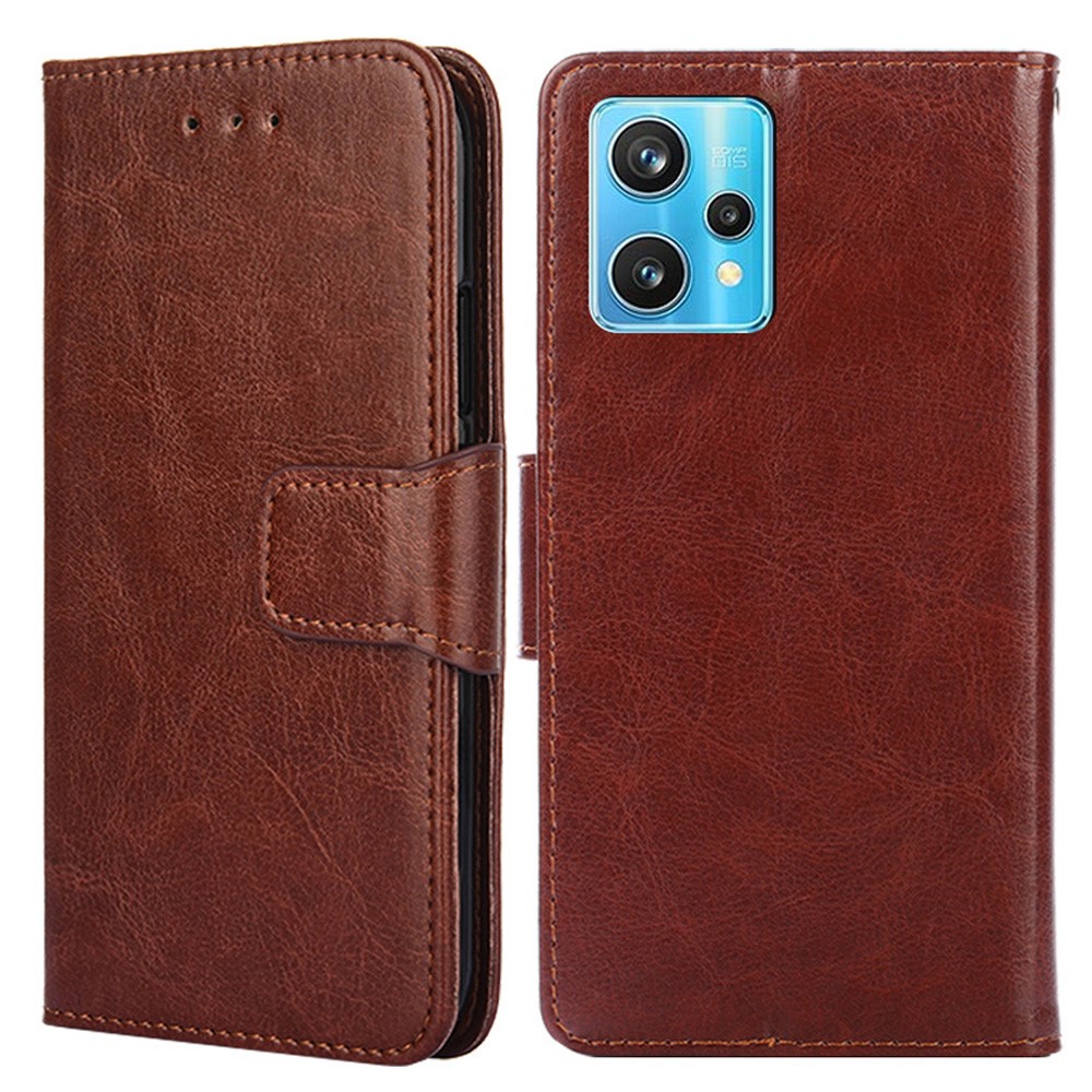 For Realme 9 Pro+ Anti-drop Magnetic Clasp Phone Case Full-Protection PU Leather Wallet Stand Cover Shell - Brown-1