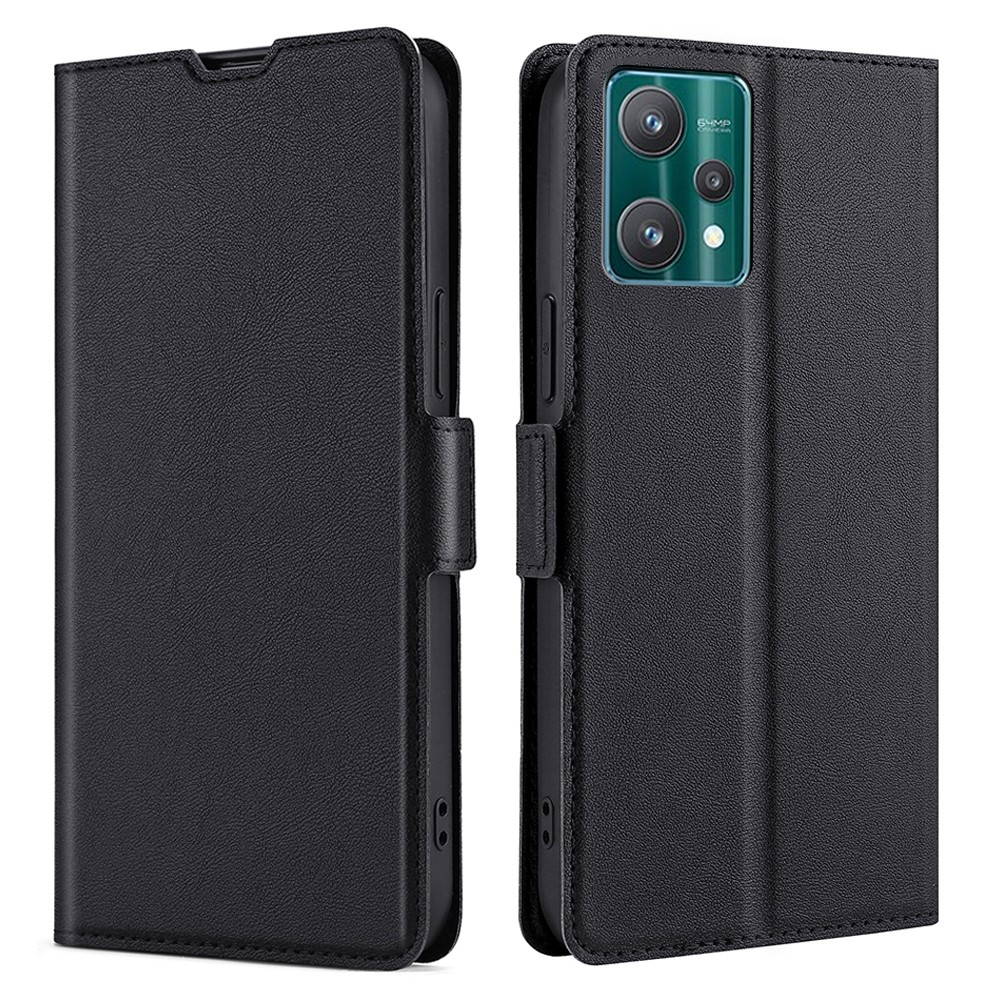 For Realme 9 Pro Drop-proof Side Magnetic Clasp Stand Ultra-thin PU Leather Phone Cover Case with Card Slot - Black-1