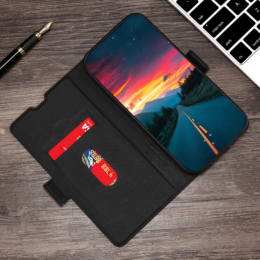 For Realme 9 Pro Drop-proof Side Magnetic Clasp Stand Ultra-thin PU Leather Phone Cover Case with Card Slot - Black-5