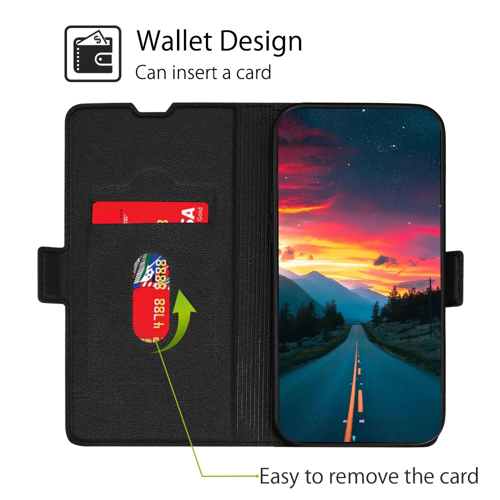 For Realme 9 Pro Drop-proof Side Magnetic Clasp Stand Ultra-thin PU Leather Phone Cover Case with Card Slot - Black-7