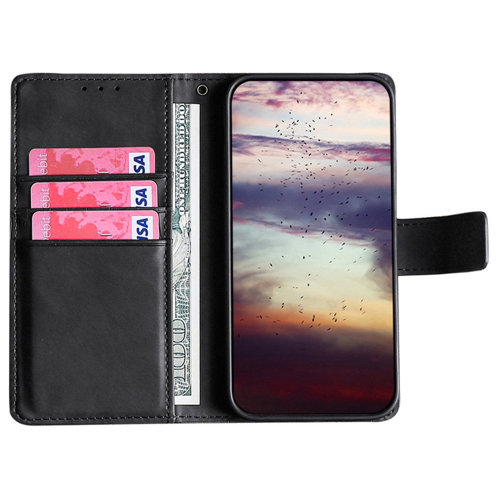 For Realme 9 Pro Drop-proof Crocodile Texture Skin-touch Feeling Case Wallet Stand Function Leather Cell Phone Shell - Black-4