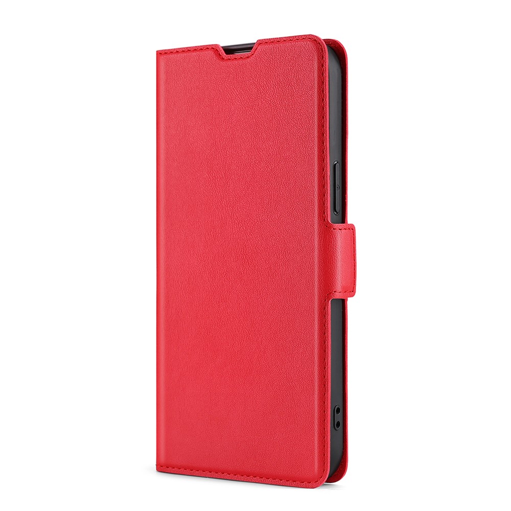 For Realme 9 Pro+ Anti-fall Side Magnetic Clasp Stand Ultra-slim PU Leather Mobile Phone Case with Card Slot - Red-2