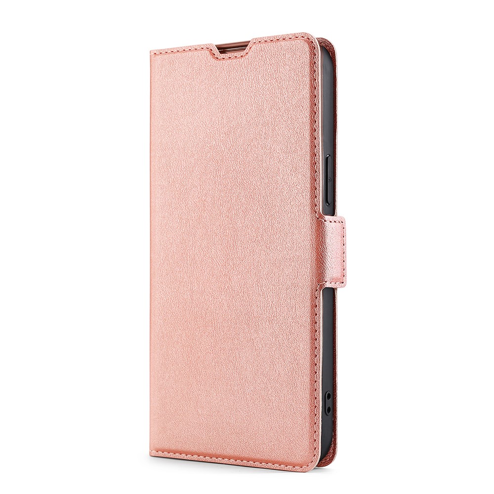 For Realme 9 Pro+ Anti-fall Side Magnetic Clasp Stand Ultra-slim PU Leather Mobile Phone Case with Card Slot - Rose Gold-2
