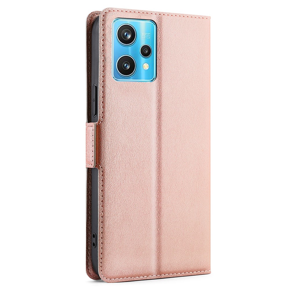 For Realme 9 Pro+ Anti-fall Side Magnetic Clasp Stand Ultra-slim PU Leather Mobile Phone Case with Card Slot - Rose Gold-3