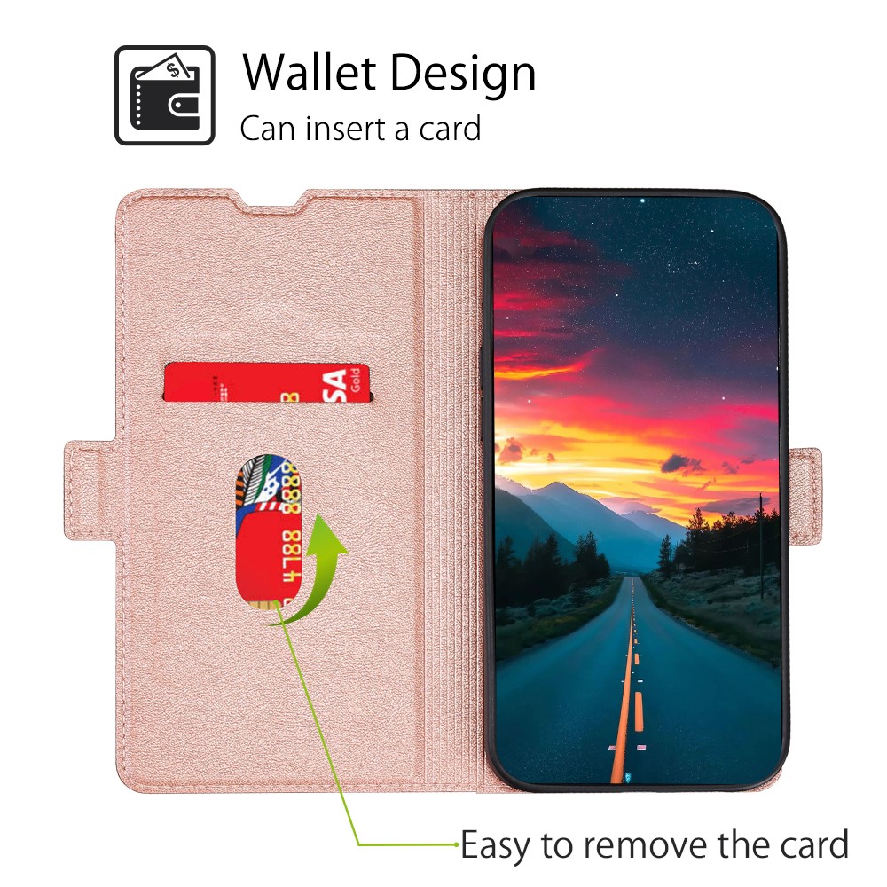 For Realme 9 Pro+ Anti-fall Side Magnetic Clasp Stand Ultra-slim PU Leather Mobile Phone Case with Card Slot - Rose Gold-7