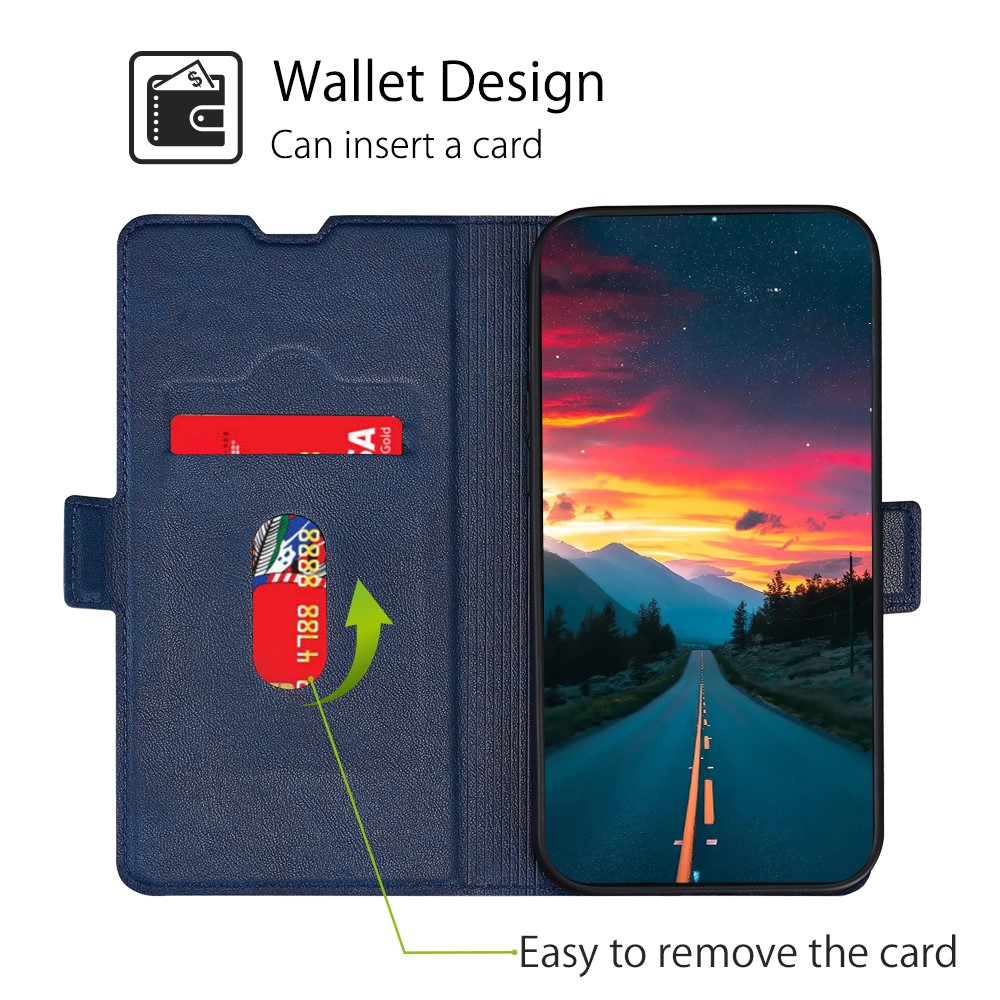 For Realme 9 Pro+ Anti-fall Side Magnetic Clasp Stand Ultra-slim PU Leather Mobile Phone Case with Card Slot - Blue-7