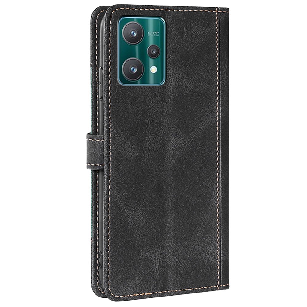 For Realme 9 Pro Straw Hat Pattern Drop-proof Cover Wallet Stand Leather + TPU Protective Shell - Black-3