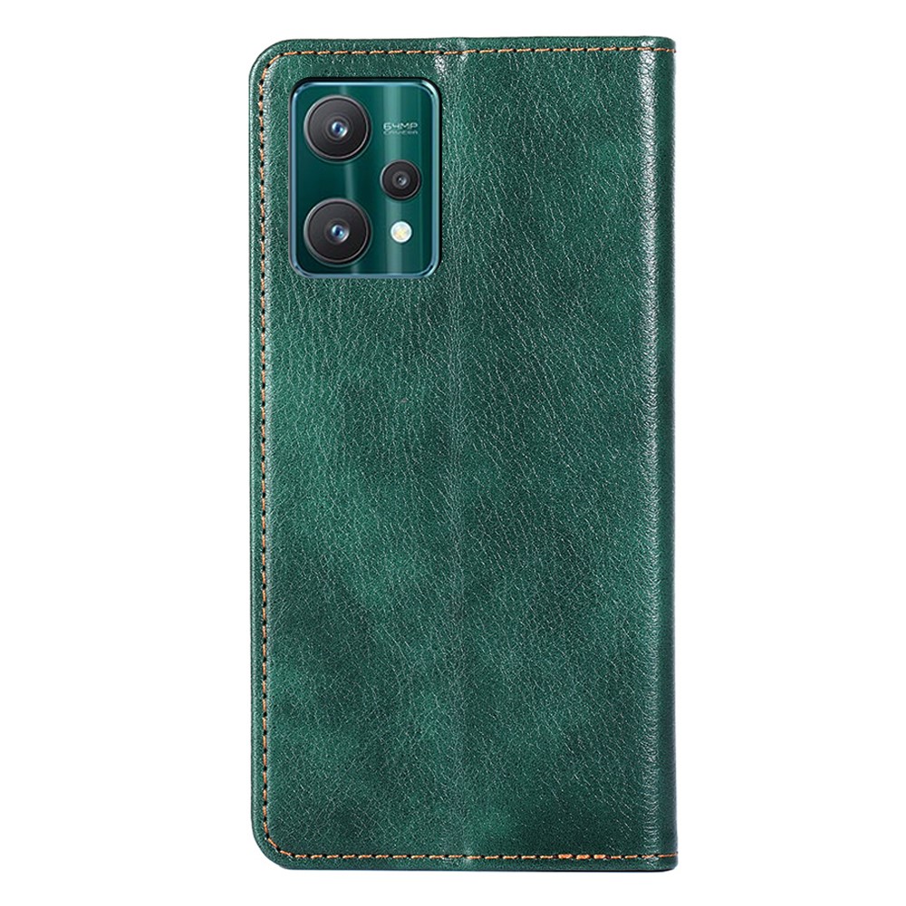 For Realme 9 Pro Anti-fall PU Leather Wallet Case Adjustable Stand Magnetic Absorption TPU Inner Cover - Green-3