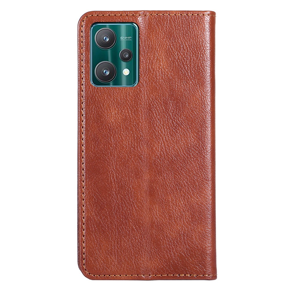 For Realme 9 Pro Anti-fall PU Leather Wallet Case Adjustable Stand Magnetic Absorption TPU Inner Cover - Brown-3