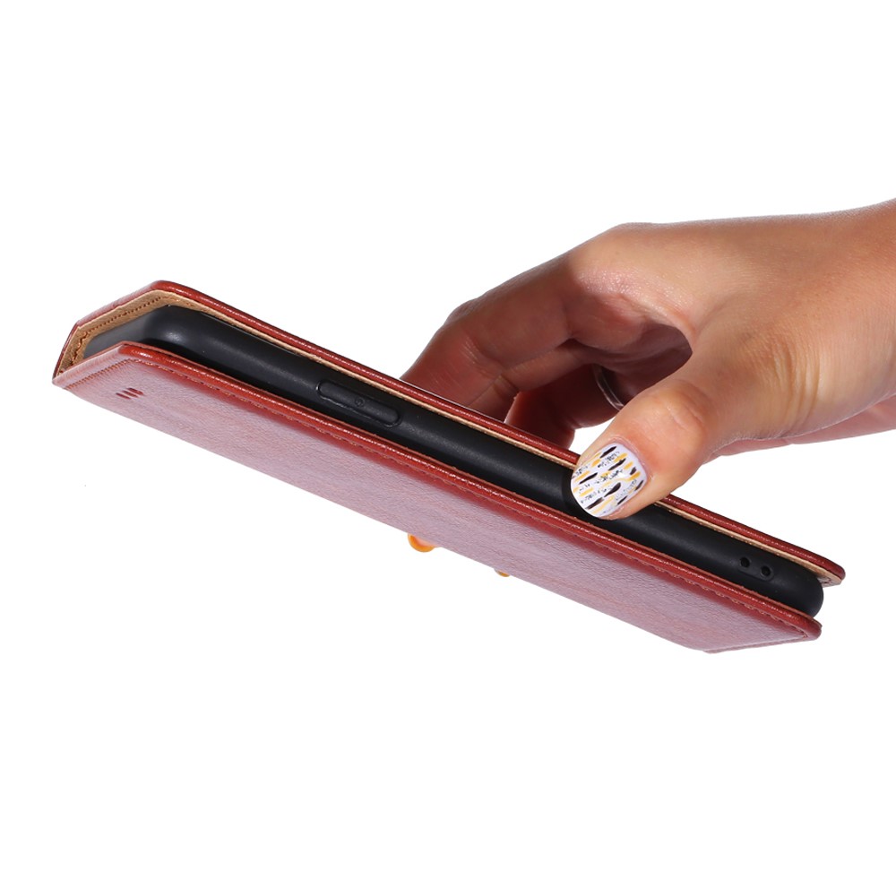 For Realme 9 Pro Anti-fall PU Leather Wallet Case Adjustable Stand Magnetic Absorption TPU Inner Cover - Brown-5