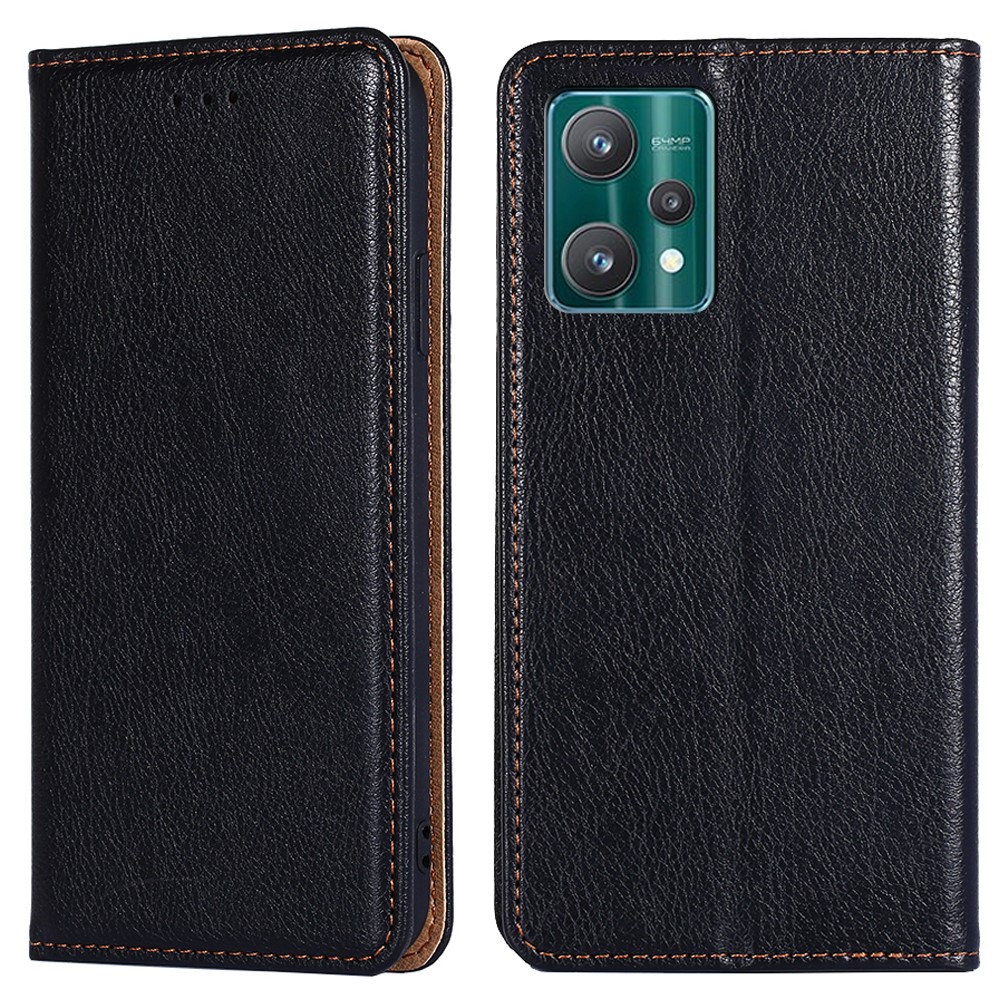 For Realme 9 Pro Anti-fall PU Leather Wallet Case Adjustable Stand Magnetic Absorption TPU Inner Cover - Black-1