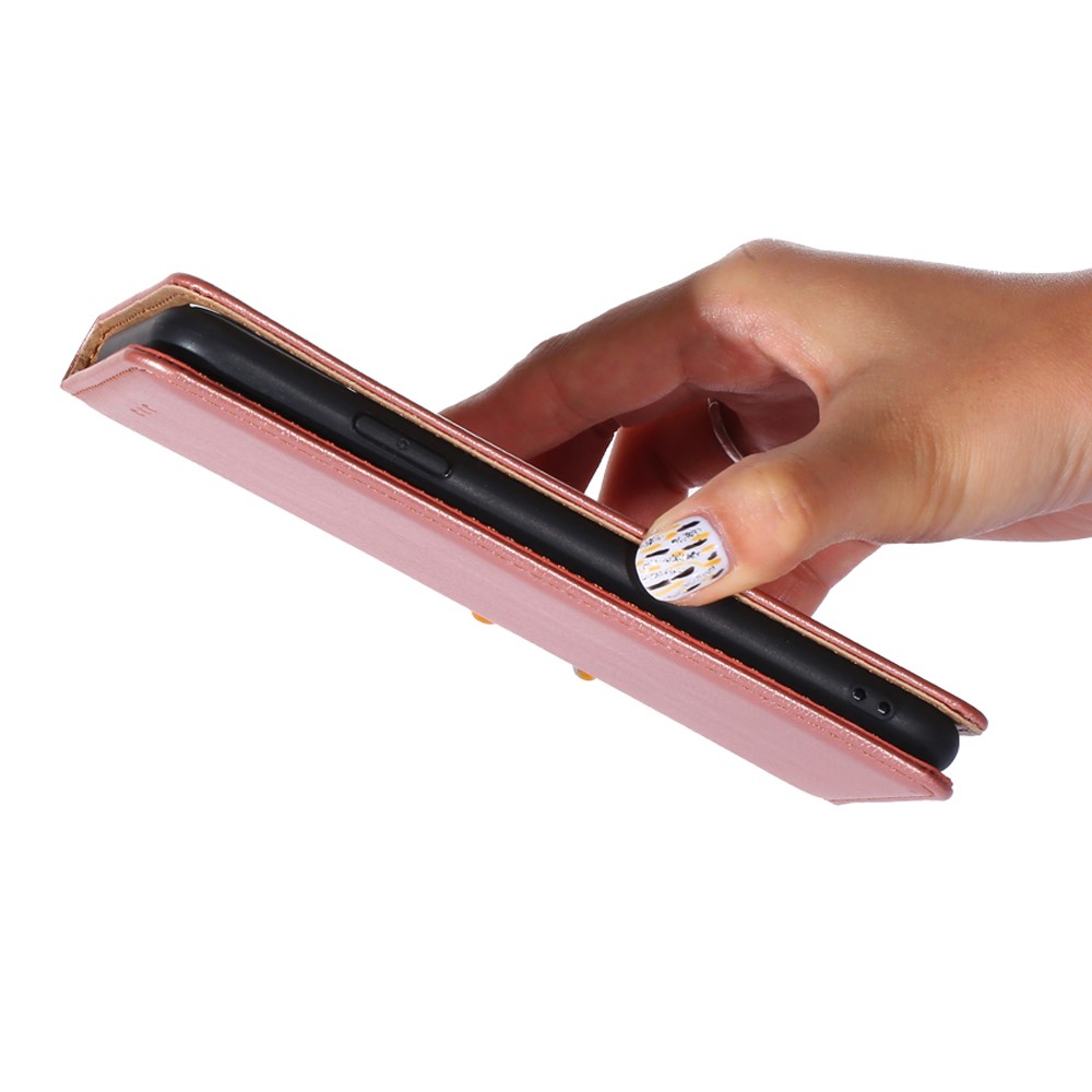For Realme 9 Pro Anti-fall PU Leather Wallet Case Adjustable Stand Magnetic Absorption TPU Inner Cover - Rose Gold-5