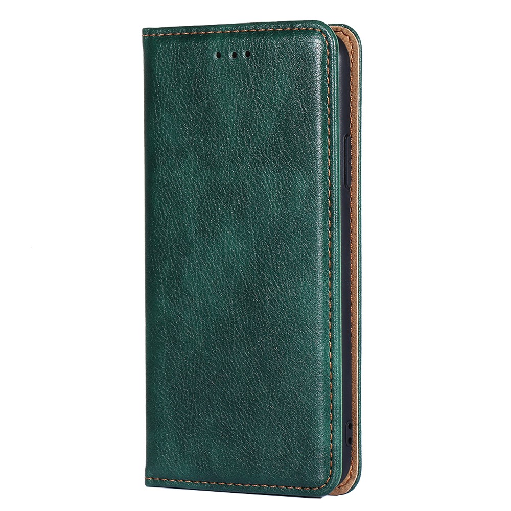 For Realme 9 Pro+ Solid Color PU Leather Wallet Case Stand Magnetic Absorption Shockproof TPU Inner Cover - Green-2