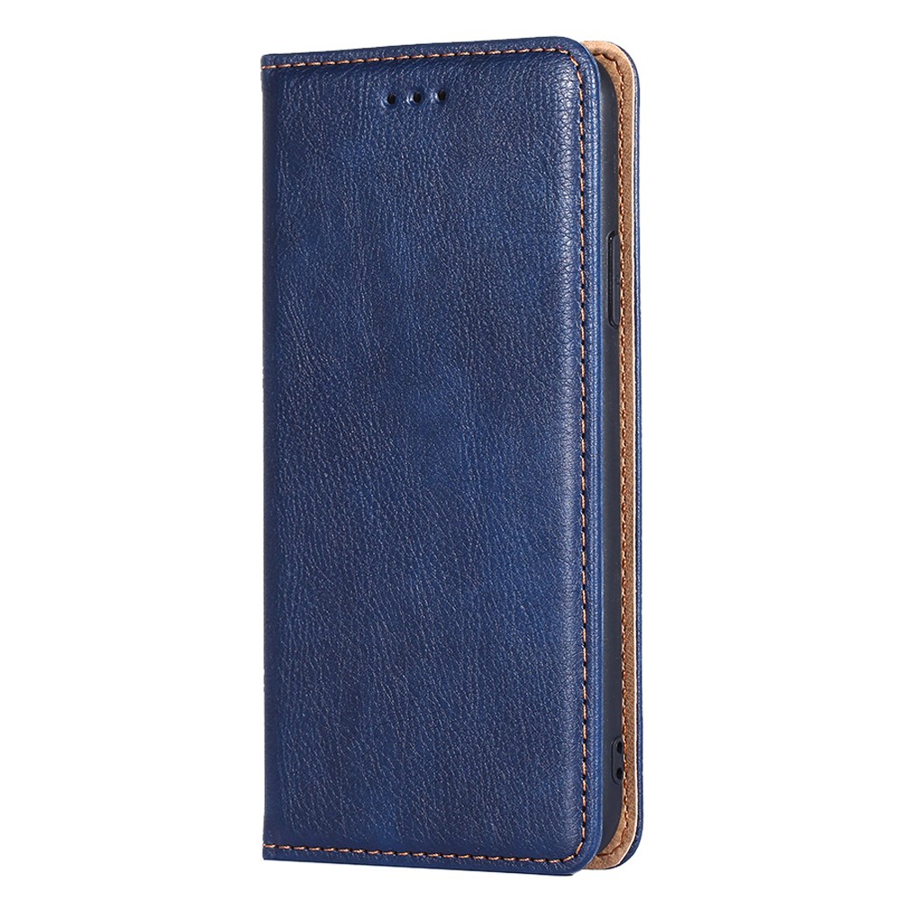For Realme 9 Pro+ Solid Color PU Leather Wallet Case Stand Magnetic Absorption Shockproof TPU Inner Cover - Blue-2