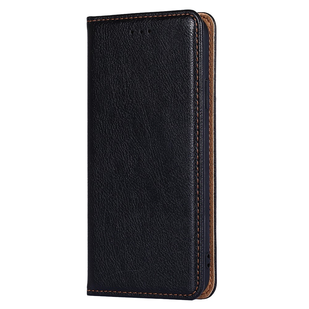 For Realme 9 Pro+ Solid Color PU Leather Wallet Case Stand Magnetic Absorption Shockproof TPU Inner Cover - Black-2