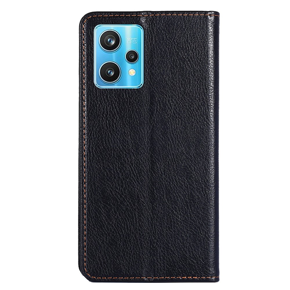 For Realme 9 Pro+ Solid Color PU Leather Wallet Case Stand Magnetic Absorption Shockproof TPU Inner Cover - Black-3