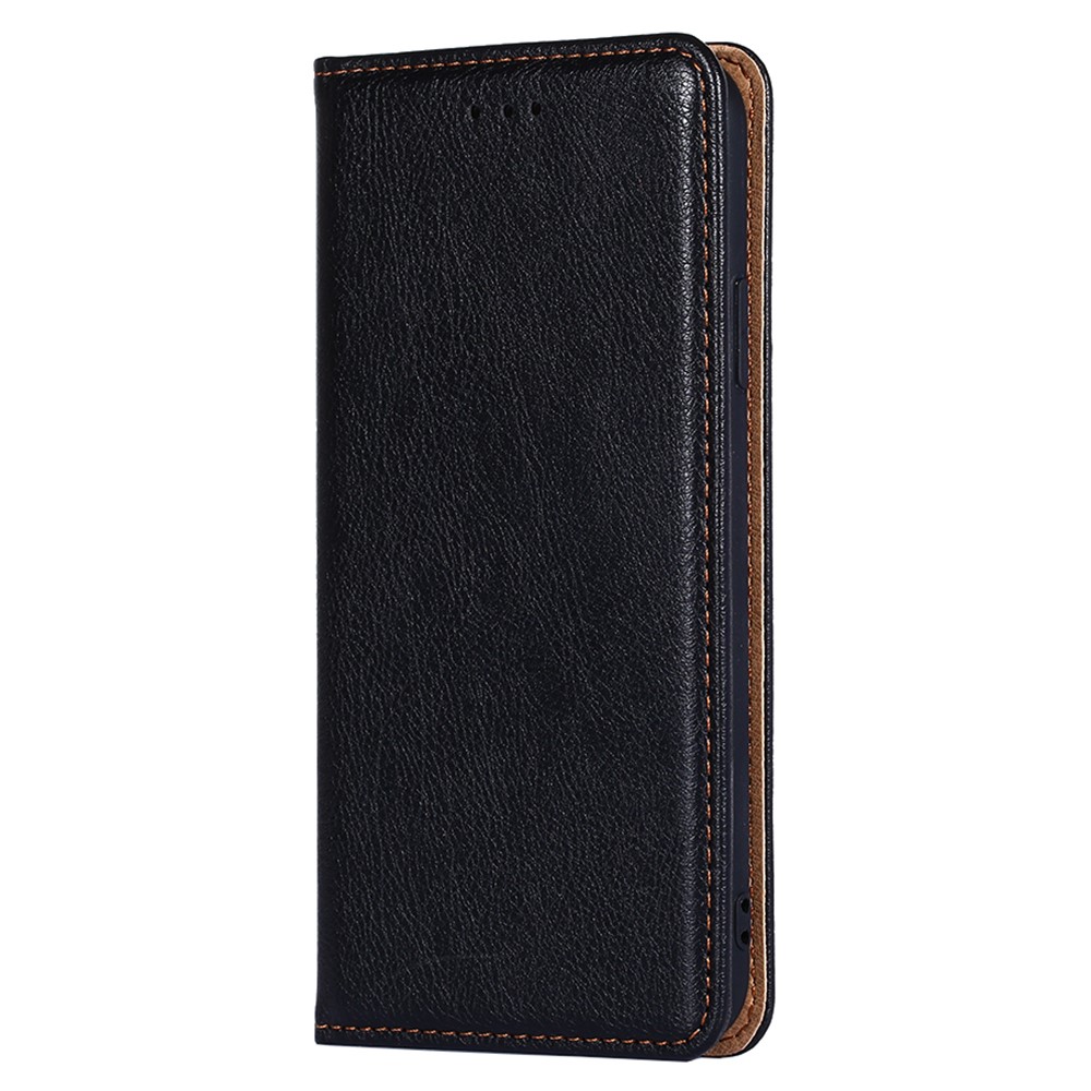 Auto Magnetic Absorption Leather Case for Oppo Find X5 Pro, Solid Color Phone Cover with Wallet Stand - Black-2