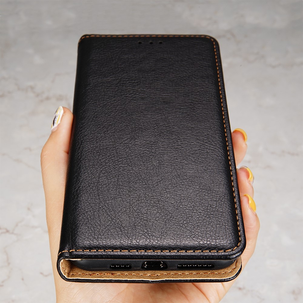 Auto Magnetic Absorption Leather Case for Oppo Find X5 Pro, Solid Color Phone Cover with Wallet Stand - Black-4
