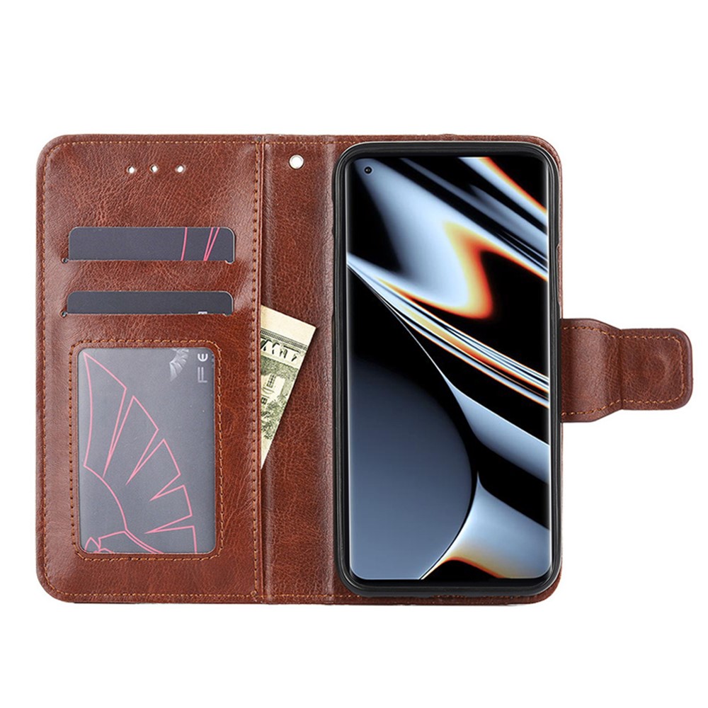 For Oppo Find X5 Pro Drop-proof Mobile Phone Cover Case PU Leather Wallet Stand Protective Shell - Brown-4