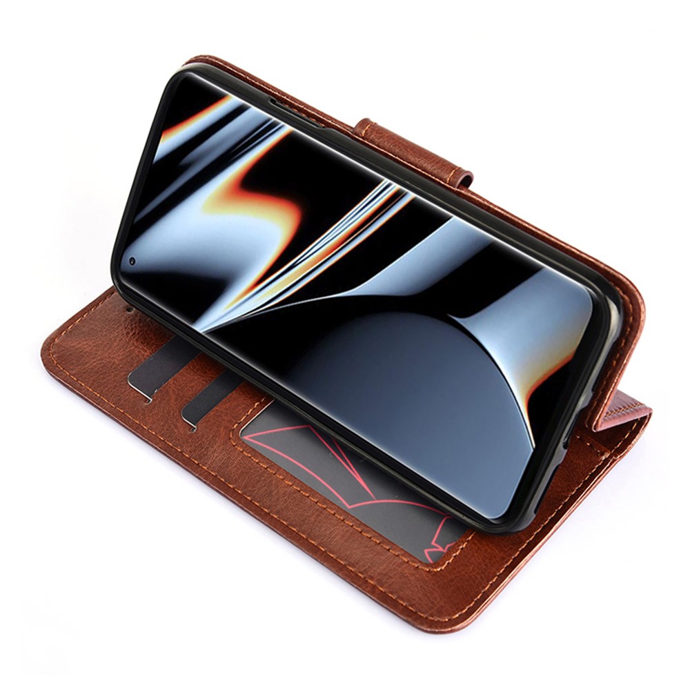 For Oppo Find X5 Pro Drop-proof Mobile Phone Cover Case PU Leather Wallet Stand Protective Shell - Brown-5