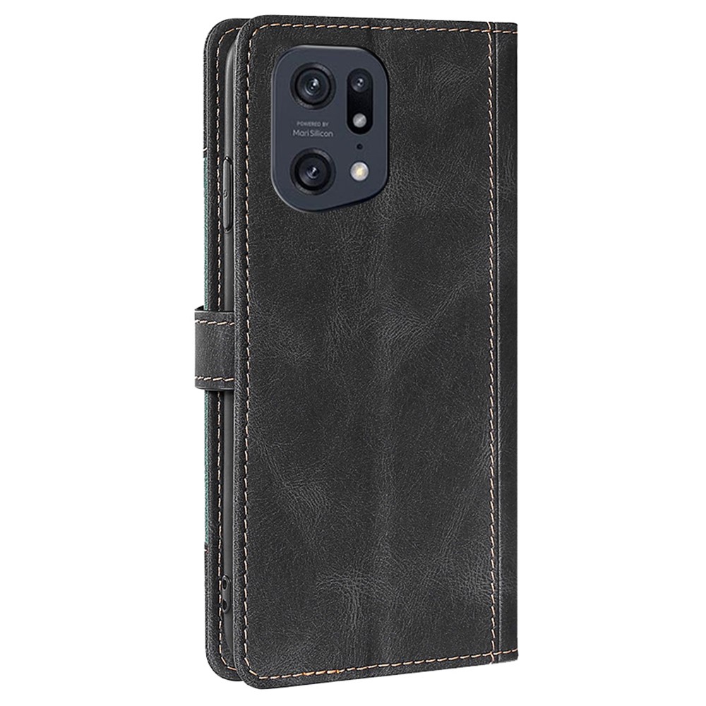 For Oppo Find X5 Pro Straw Hat Pattern Anti-scratch Cover Wallet Stand Leather + TPU Mobile Phone Case - Black-3