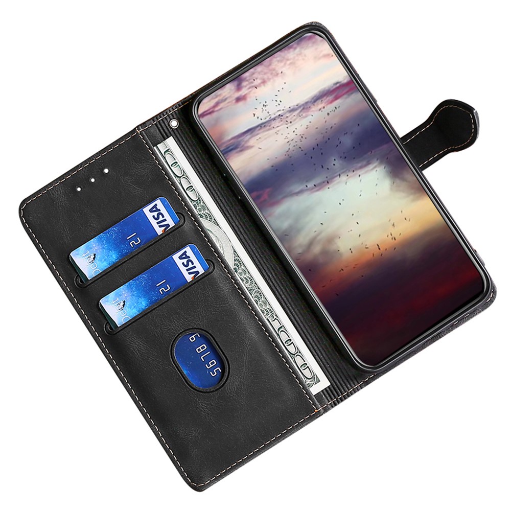 For Oppo Find X5 Pro Straw Hat Pattern Anti-scratch Cover Wallet Stand Leather + TPU Mobile Phone Case - Black-4
