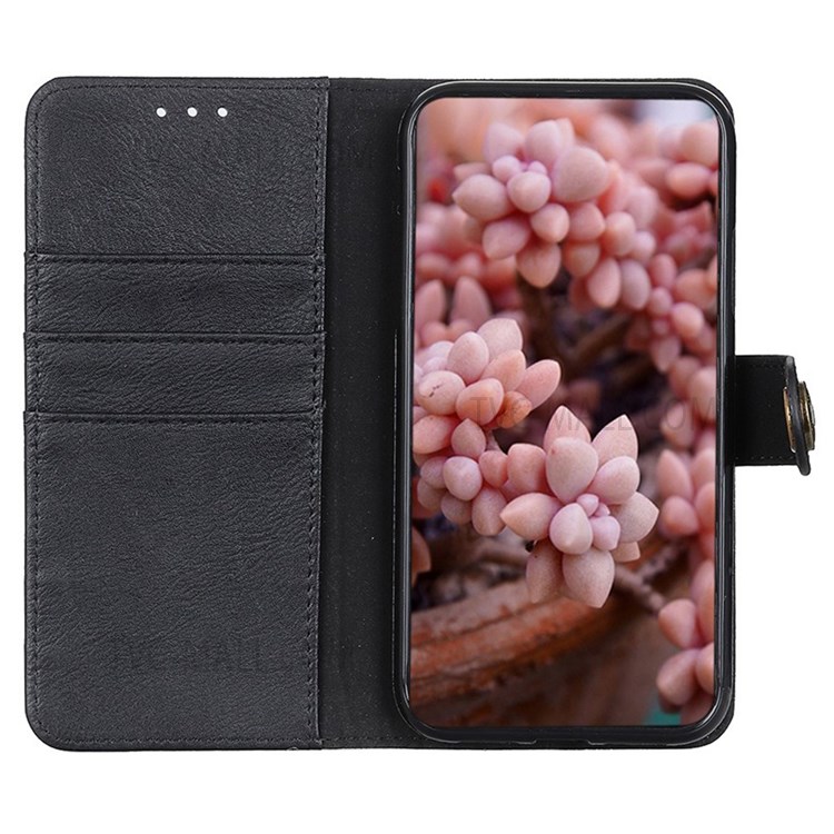 KHAZNEH For Realme 9i/Oppo A36 4G/A76 4G Textured PU Leather Wallet Phone Case Folio Flip Stand Shell - Black-4