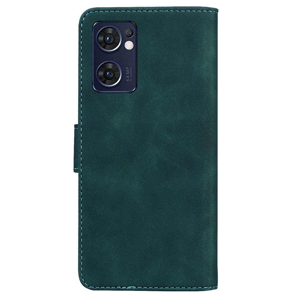 For Oppo Reno7 5G (Global)/Find X5 Lite Butterfly Printing Skin Touch Feeling PU Leather Wallet Cover Stand Phone Case - Green-3