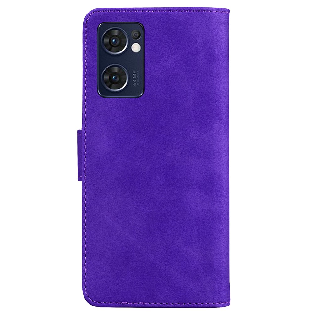 For Oppo Reno7 5G (Global)/Find X5 Lite Butterfly Printing Skin Touch Feeling PU Leather Wallet Cover Stand Phone Case - Purple-3
