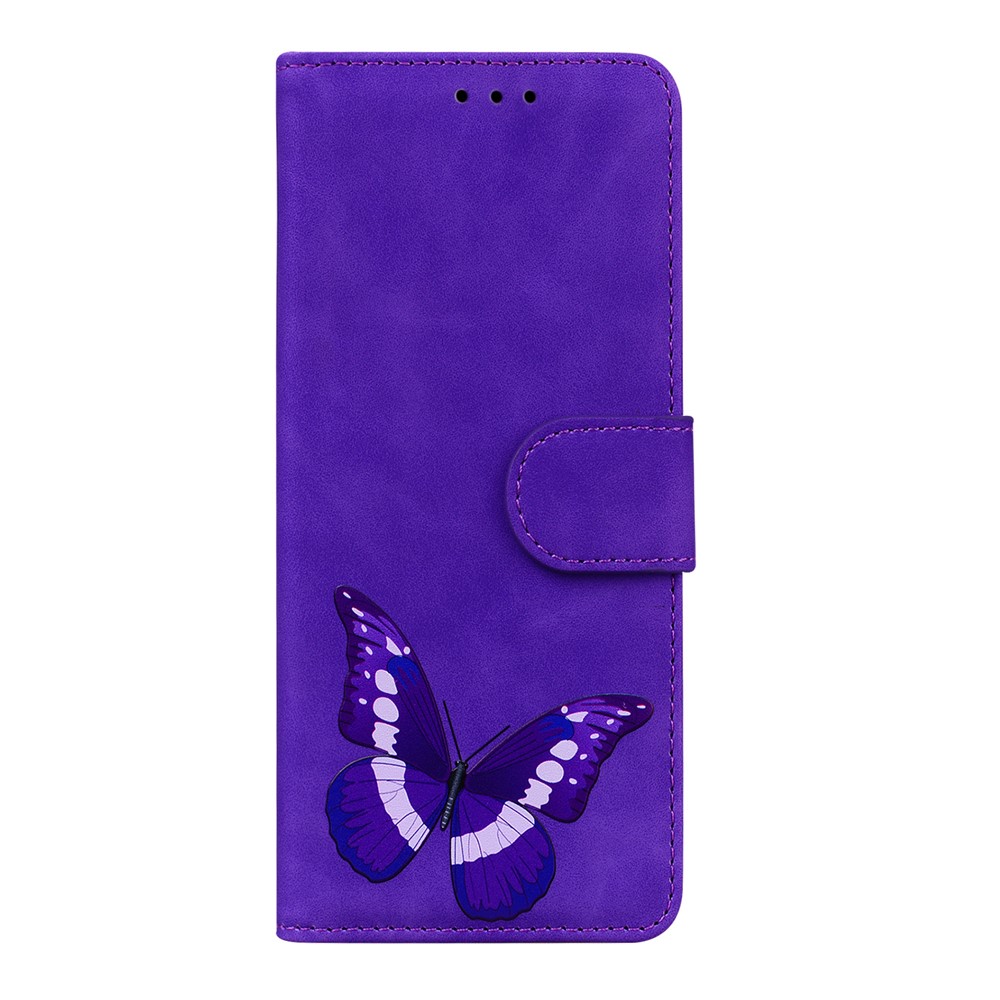For Oppo Reno7 5G (Global)/Find X5 Lite Butterfly Printing Skin Touch Feeling PU Leather Wallet Cover Stand Phone Case - Purple-4