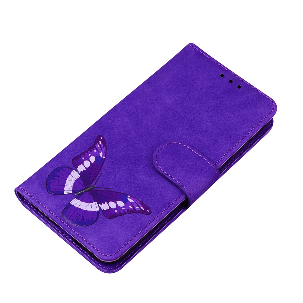 For Oppo Reno7 5G (Global)/Find X5 Lite Butterfly Printing Skin Touch Feeling PU Leather Wallet Cover Stand Phone Case - Purple-5