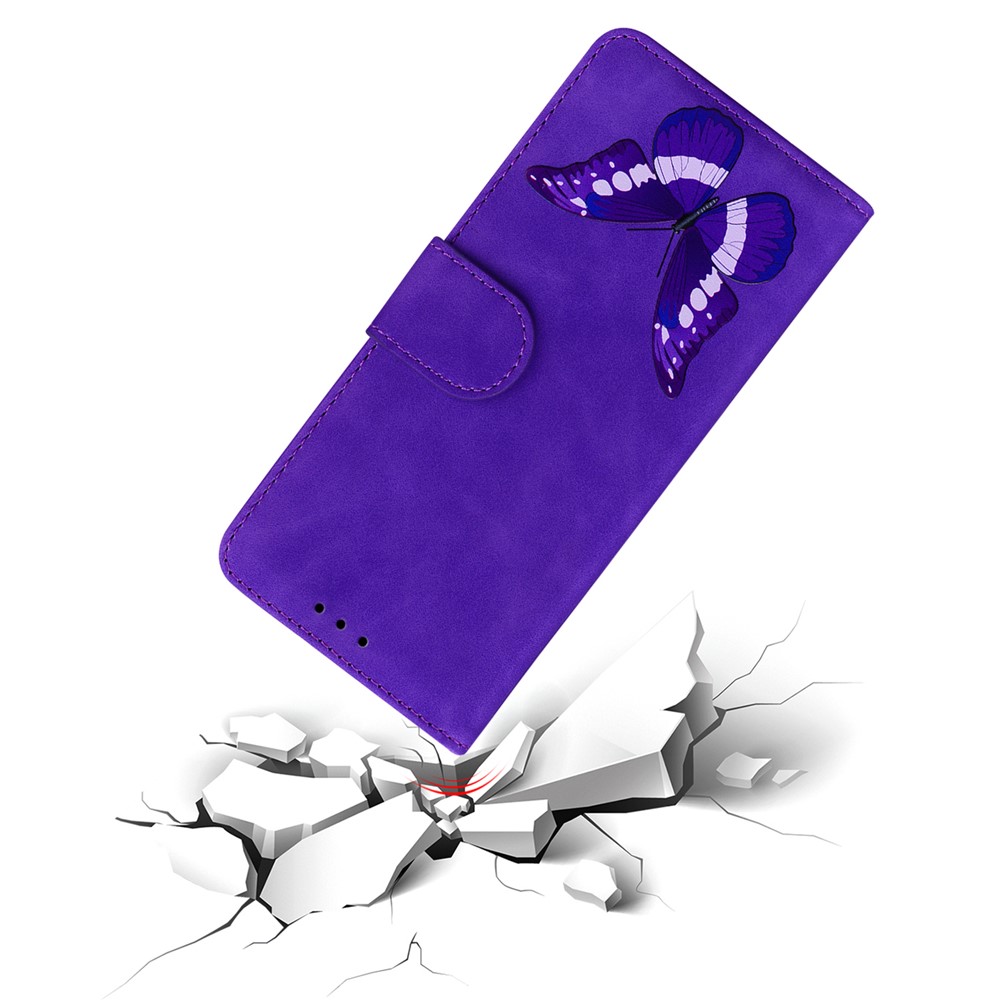For Oppo Reno7 5G (Global)/Find X5 Lite Butterfly Printing Skin Touch Feeling PU Leather Wallet Cover Stand Phone Case - Purple-9