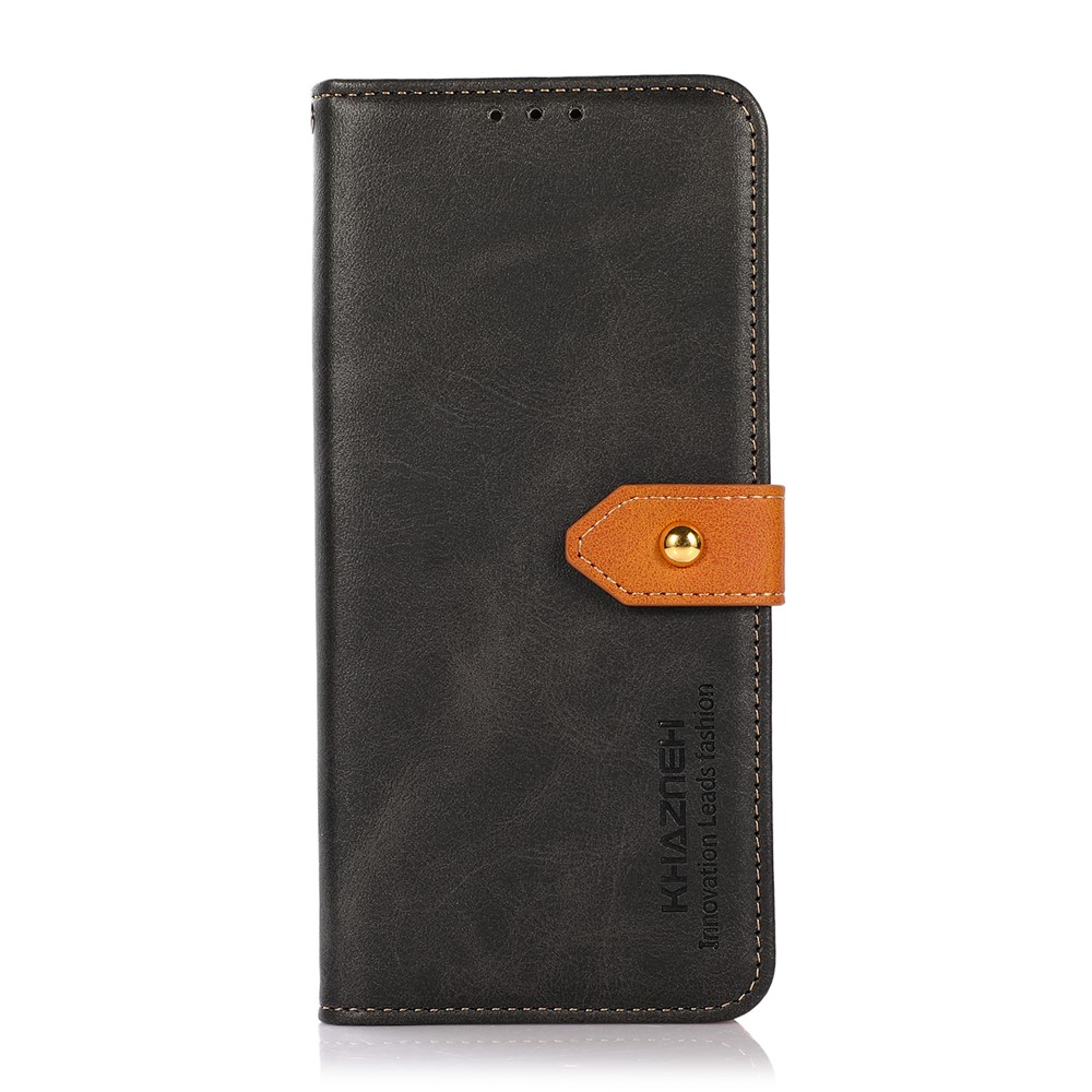 KHAZNEH For Oppo Reno7 5G (Global)/Find X5 Lite Well-protected Dual-color Golden Magnetic Clasp PU Leather Phone Case Stand Protector with Wallet - Black-2
