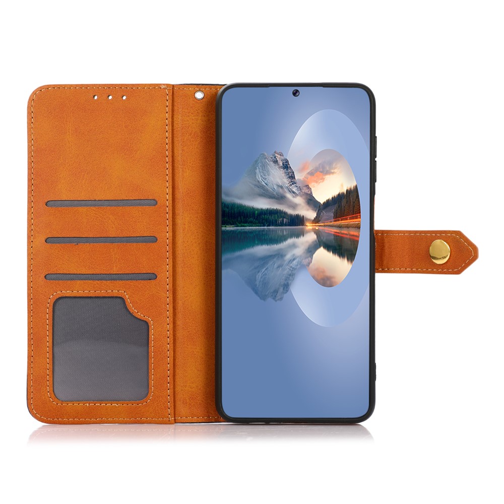 KHAZNEH For Oppo Reno7 5G (Global)/Find X5 Lite Well-protected Dual-color Golden Magnetic Clasp PU Leather Phone Case Stand Protector with Wallet - Black-4