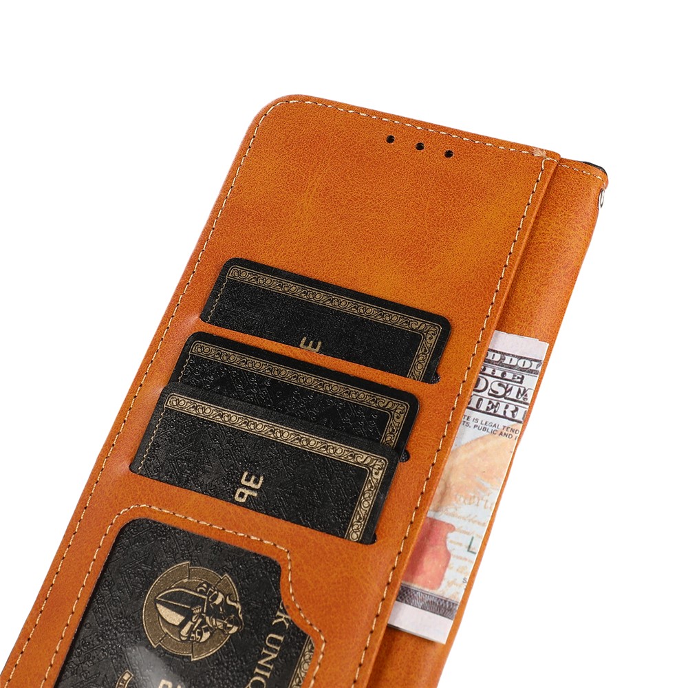 KHAZNEH For Oppo Reno7 5G (Global)/Find X5 Lite Well-protected Dual-color Golden Magnetic Clasp PU Leather Phone Case Stand Protector with Wallet - Black-7