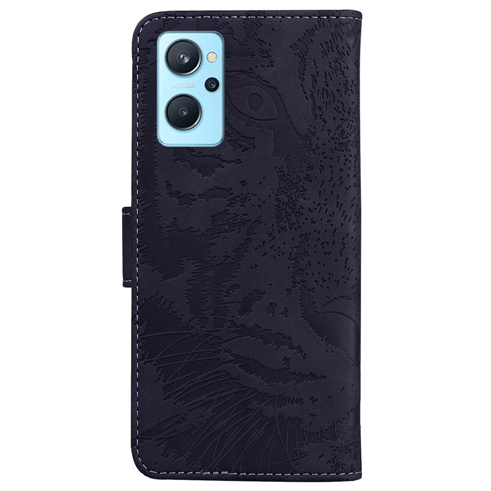 For Oppo A36/A76 4G/Realme 9i Magnetic Closure Imprinting Tiger Pattern Leather Folio Flip Cover Stand Function Wallet Phone Case - Black-2